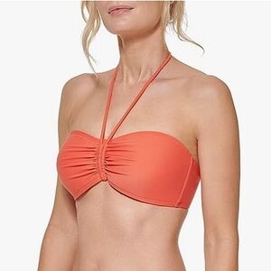 TOMMY HILFIGER Women's Ruched
Halter Bikini Swim Top Emberglow - L Clasp Closure